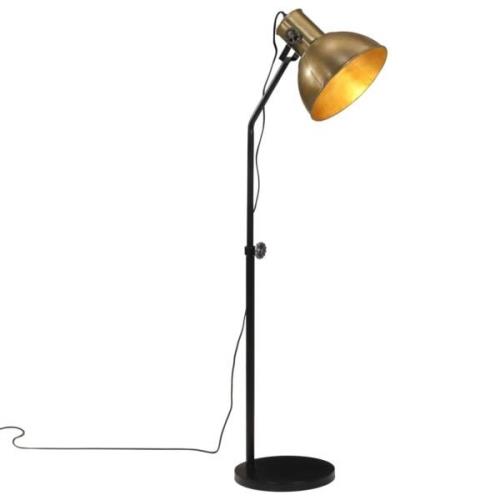 vidaXL Golvlampa 25 W antik mässing 30x30x90-150 cm E27