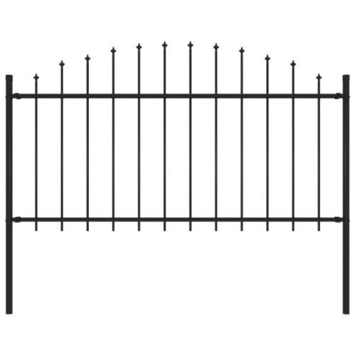 vidaXL Trädgårdsstaket med spjuttopp stål (1,25-1,5)x1,7 m svart