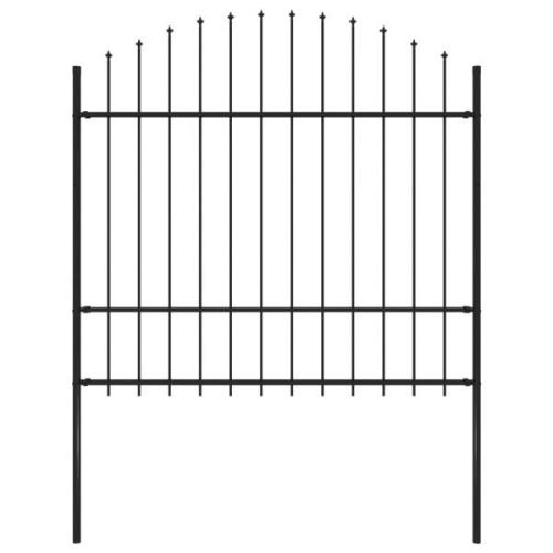 vidaXL Trädgårdsstaket med spjuttopp stål (1,5-1,75)x1,7 m svart