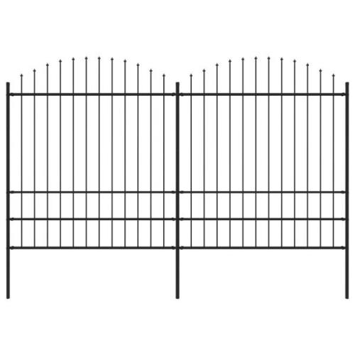 vidaXL Trädgårdsstaket med spjuttopp stål (1,75-2)x3,4 m svart