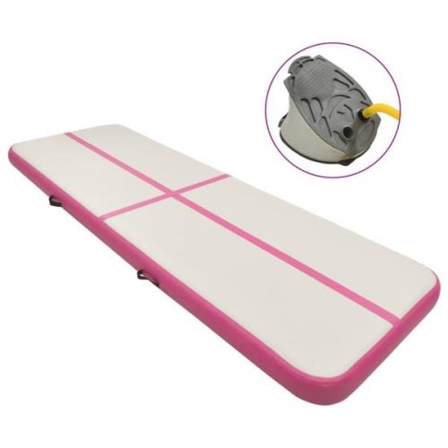 vidaXL Uppblåsbar gymnastikmatta med pump 400x100x20 cm PVC rosa