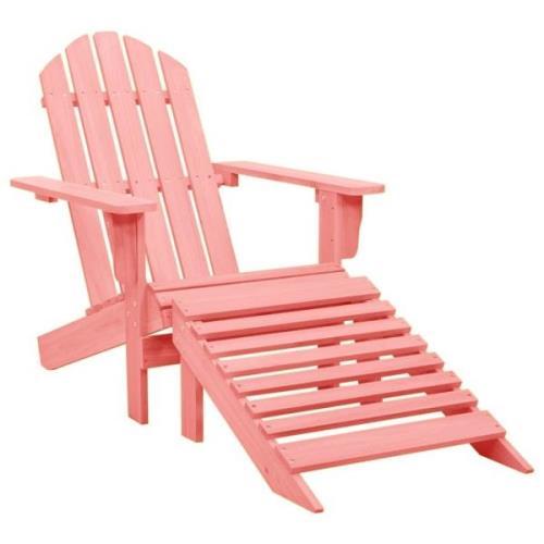 vidaXL Adirondackstol med fotpall massivt granträ rosa