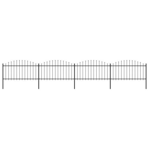 vidaXL Trädgårdsstaket med spjuttopp stål (1,25-1,5)x6,8 m svart