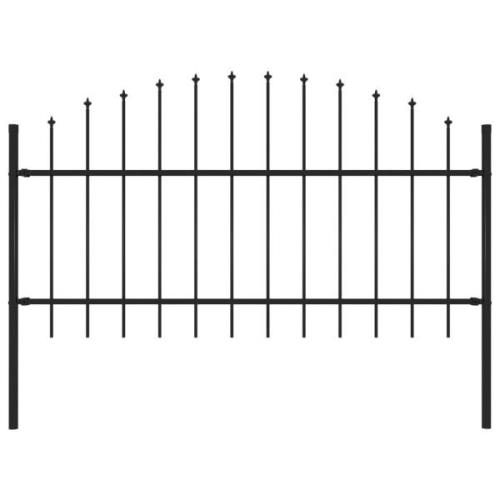 vidaXL Trädgårdsstaket med spjuttopp stål (1-1,25)x1,7 m svart