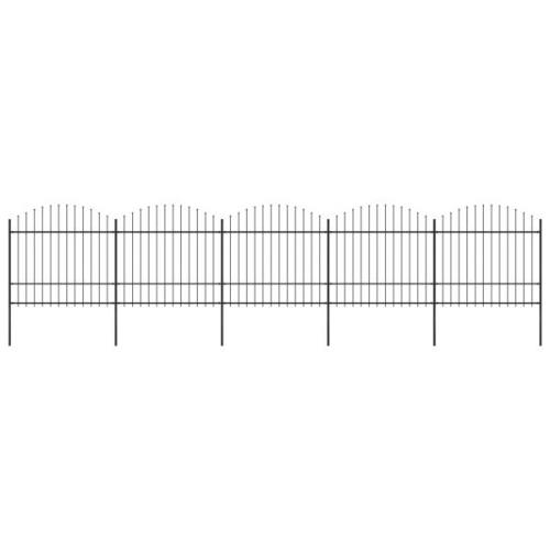 vidaXL Trädgårdsstaket med spjuttopp stål (1,5-1,75)x8,5 m svart