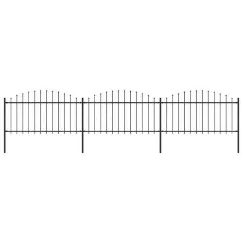 vidaXL Trädgårdsstaket med spjuttopp stål (1,25-1,5)x5,1 m svart