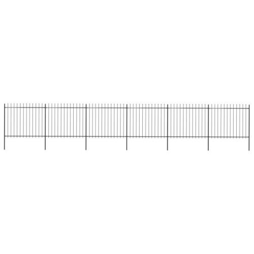 vidaXL Trädgårdsstaket med spjuttopp stål 10,2x1,5 m svart