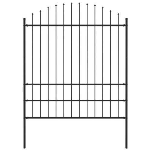 vidaXL Trädgårdsstaket med spjuttopp stål (1,75-2)x1,7 m svart