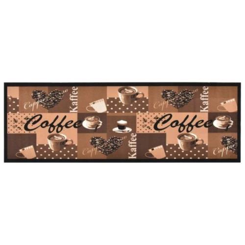 vidaXL Köksmatta maskintvättbar kaffe brun 60x180 cm