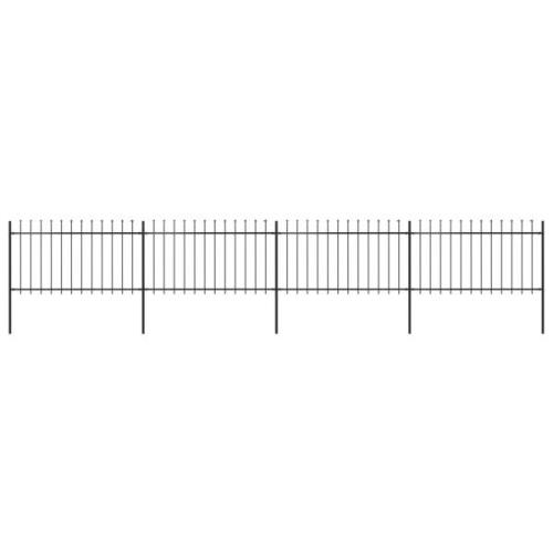 vidaXL Trädgårdsstaket med spjuttopp stål 6,8x1 m svart