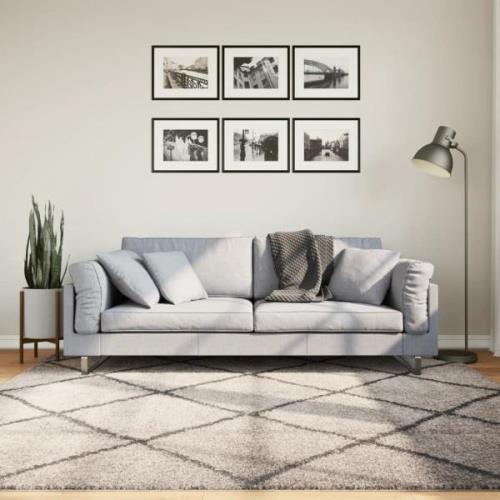 vidaXL Ryamatta PAMPLONA lång lugg modern beige & antracit 200x200 cm