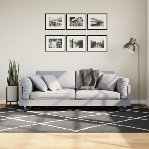 vidaXL Ryamatta PAMPLONA lång lugg modern svart & gräddvit 160x230 cm