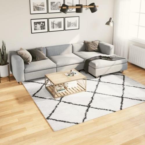 vidaXL Ryamatta PAMPLONA lång lugg modern gräddvit & svart 240x240 cm