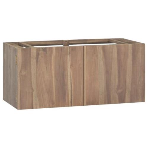 vidaXL Väggmonterat badrumsskåp 90x39x40 cm massiv teak