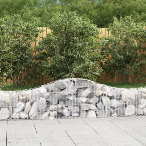 vidaXL Gabion bågformad 6 st 200x30x40/60 cm galvaniserat järn