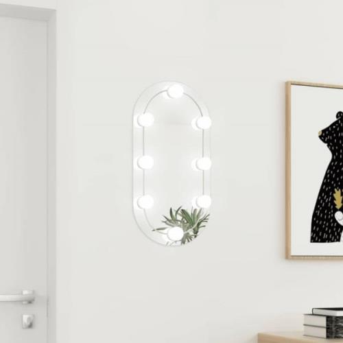 vidaXL Spegel med LED-lampor 60x30 cm glas oval