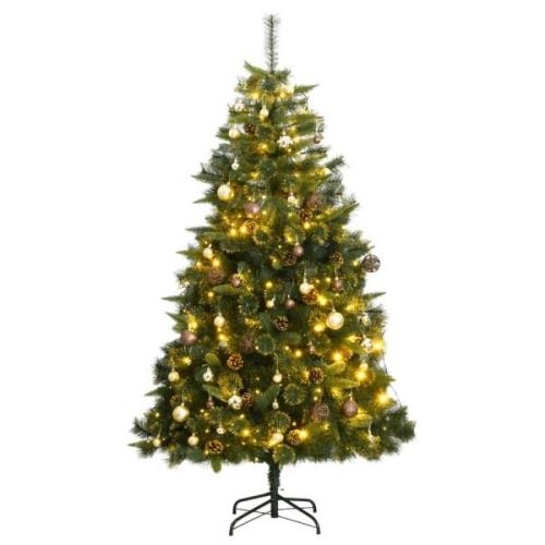 vidaXL Plastgran med gångjärn 300 LEDs & kulor 180 cm