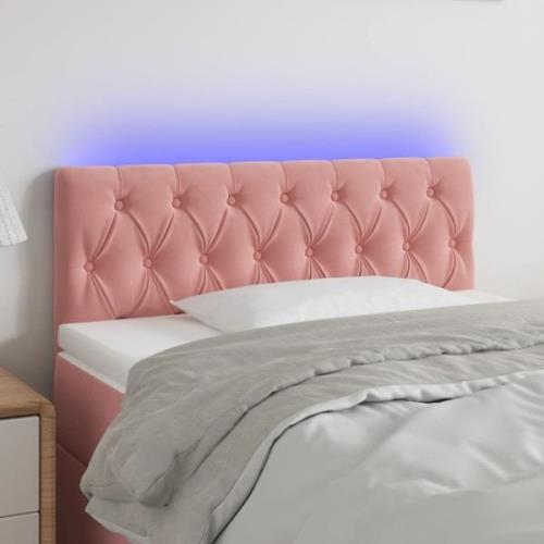 vidaXL Sänggavel LED rosa 90x7x78/88 cm sammet