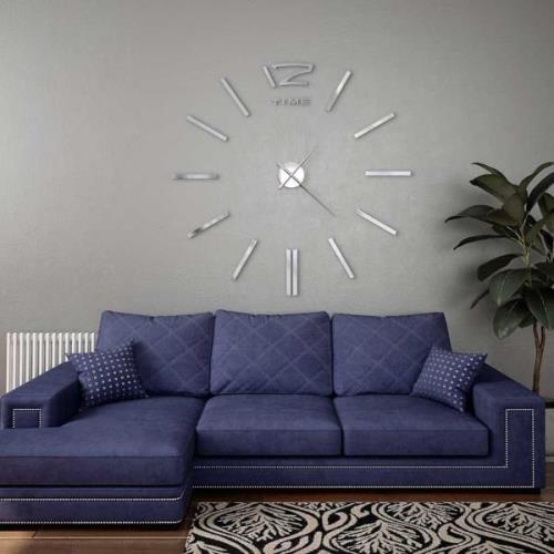 vidaXL Väggklocka 3D modern design 100 cm XXL silver