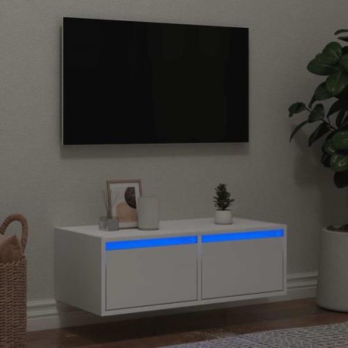 vidaXL Tv-bänk med LED-belysning vit 75x35,5x25 cm