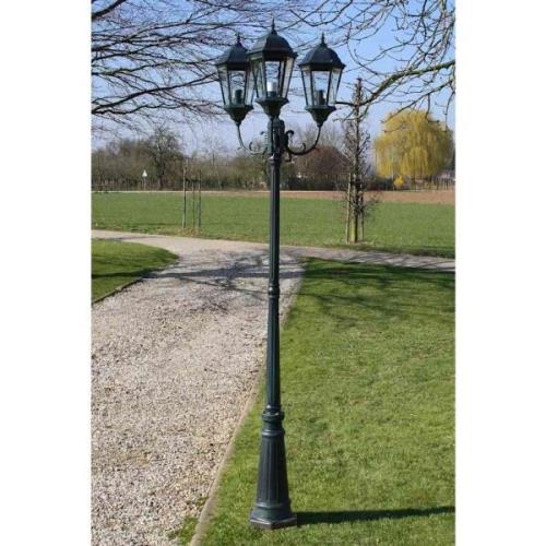 vidaXL Trädgårdslampa 3 armar 230 cm mörkgrön/svart aluminium