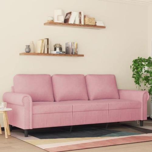 vidaXL 3-sitssoffa rosa 180 cm sammet