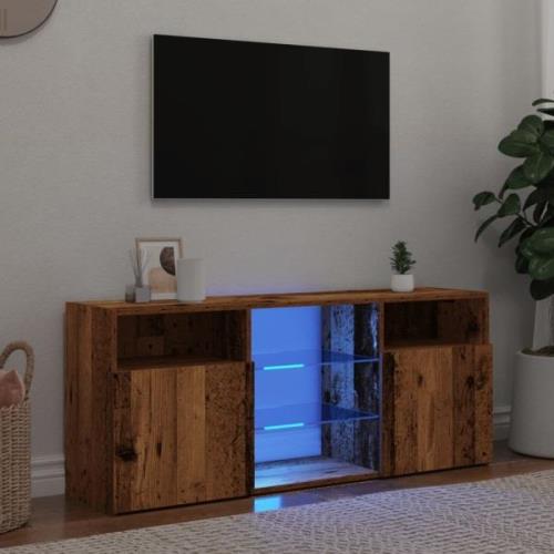 vidaXL TV-bänk med LED-lampor åldrat trä 120x30x50 cm konstruerat trä