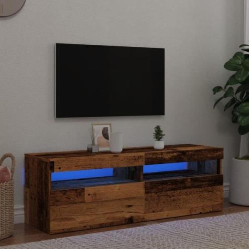 vidaXL TV-bänk med LED-lampor åldrat trä 120x35x40 cm konstruerat trä