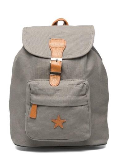 Smallstuff Baggy Back Pack, Grey With Leather Star Grå