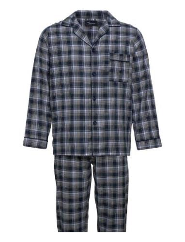 TOPECO Mens Flanell Pyjama Blå