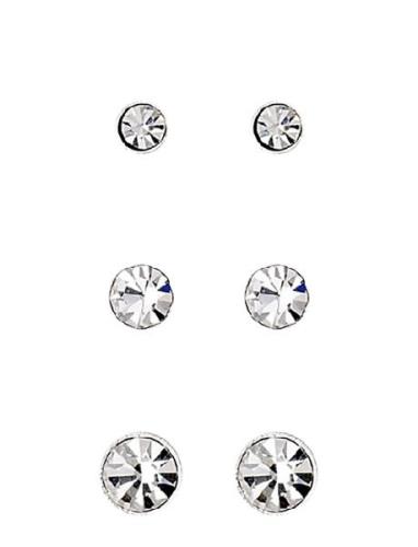 Pilgrim Millie Crystal Earrings, 3-In-1 Set Silver