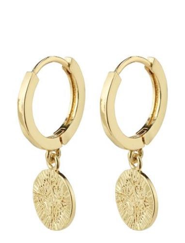 Pilgrim Nomad Coin Huggie Hoop Earrings Guld