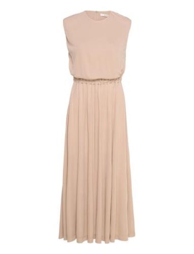 IVY OAK Long Midi Length Dress Beige