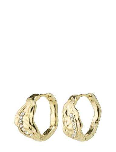 Pilgrim Pia Organic Shape Crystal Hoop Earrings Guld