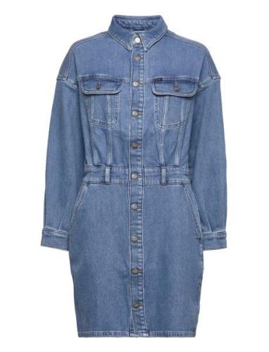 Lee Jeans Button Down Dress Blå