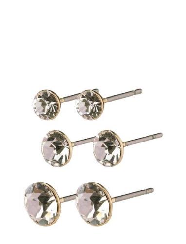 Pilgrim Millie Crystal Earrings 3-In-1 Set Guld