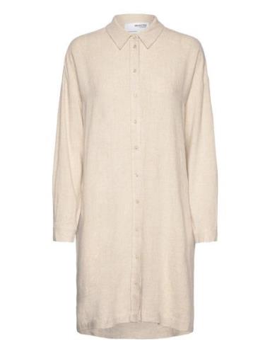 Selected Femme Slfviva-Tonia Long Linen Shirt B Kräm