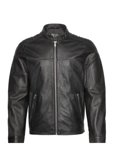 Jofama Adam Zipped Leather Jacket Svart