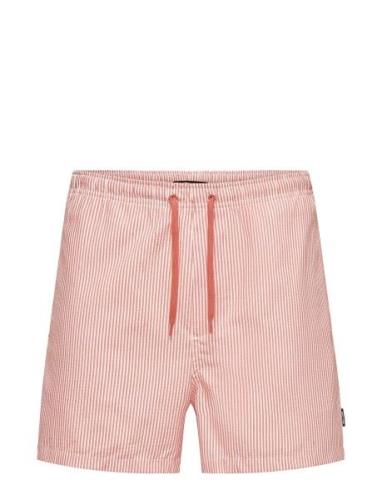 ONLY & SONS Onsted Stripe Seersucker Swim Noos Röd