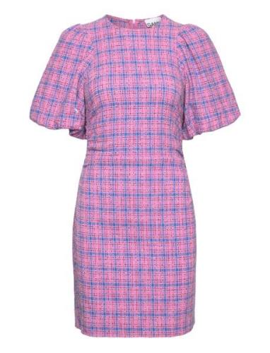 Ganni Check Suiting Mini Dress Rosa