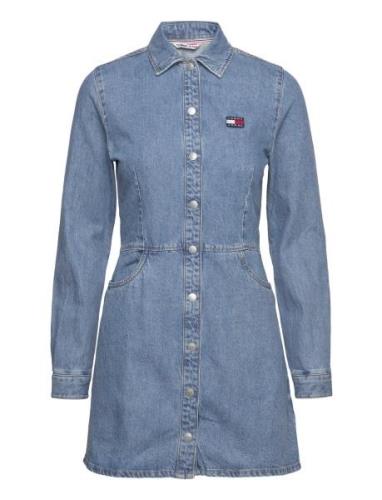 Tommy Jeans Tjw Ls Badge Denim Mini Dress Blå