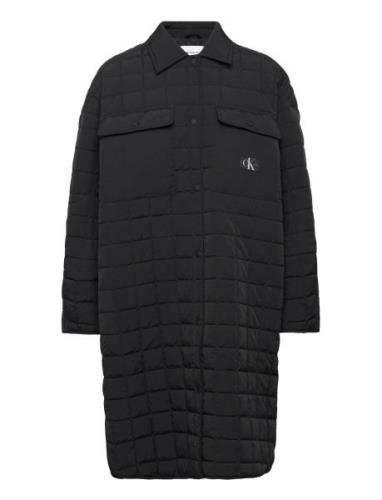 Calvin Klein Jeans Long Quilted Utility Coat Svart