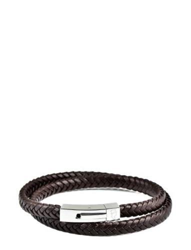 Edd. Leather Bracelet Double Brun