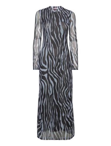 Tommy Jeans Tjw Zebra Maxi Knit Dress Blå