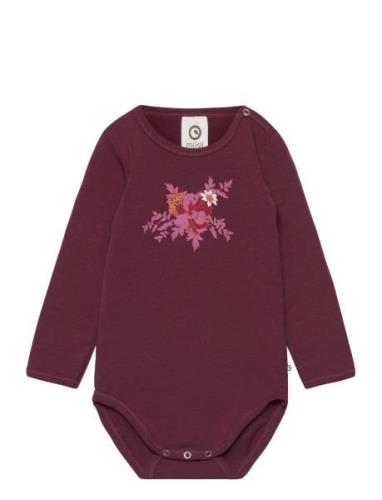 Müsli By Green Cotton Bloomy Print L/S Body Burgundy