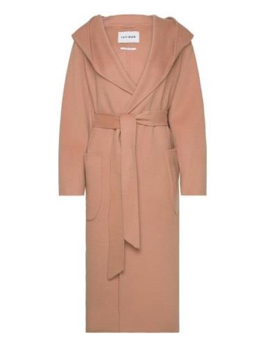 IVY OAK Double Face Coat With Hoodie Beige