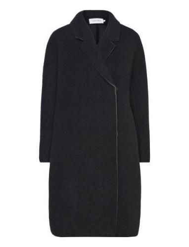 Calvin Klein Bonded Wool Cocoon Coat Svart