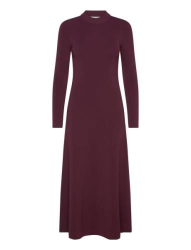 IVY OAK Open Back Midi Knit Dress Burgundy