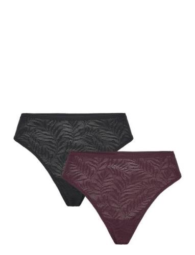 Lindex Brief Thong Reg Supersoft 2 P Burgundy