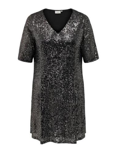 ONLY Carmakoma Carsparkly Ss Sequins Dress Wvn Svart